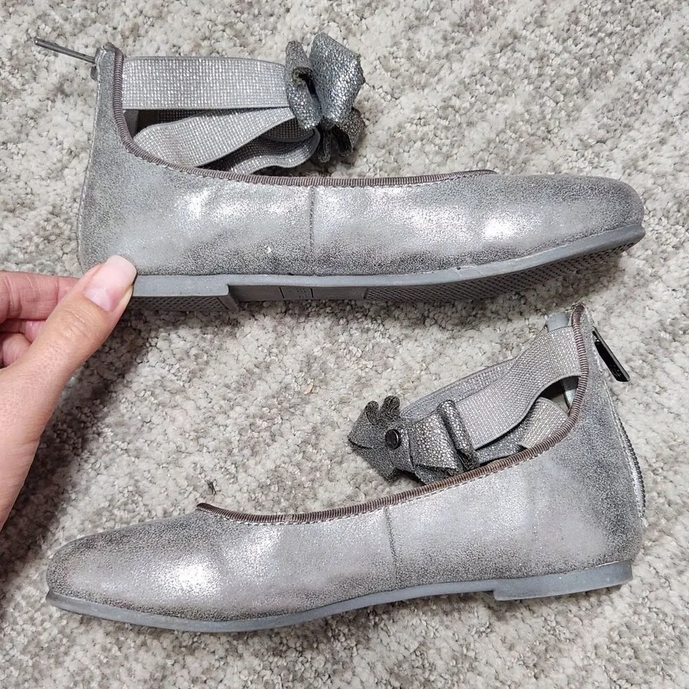 Kenneth Cole little girl's ballet flats with bow silver size 13